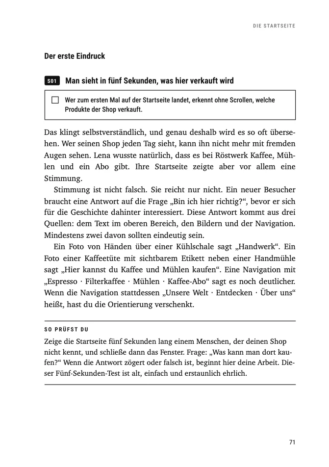 Buchseite mit Prüfpunkt S01