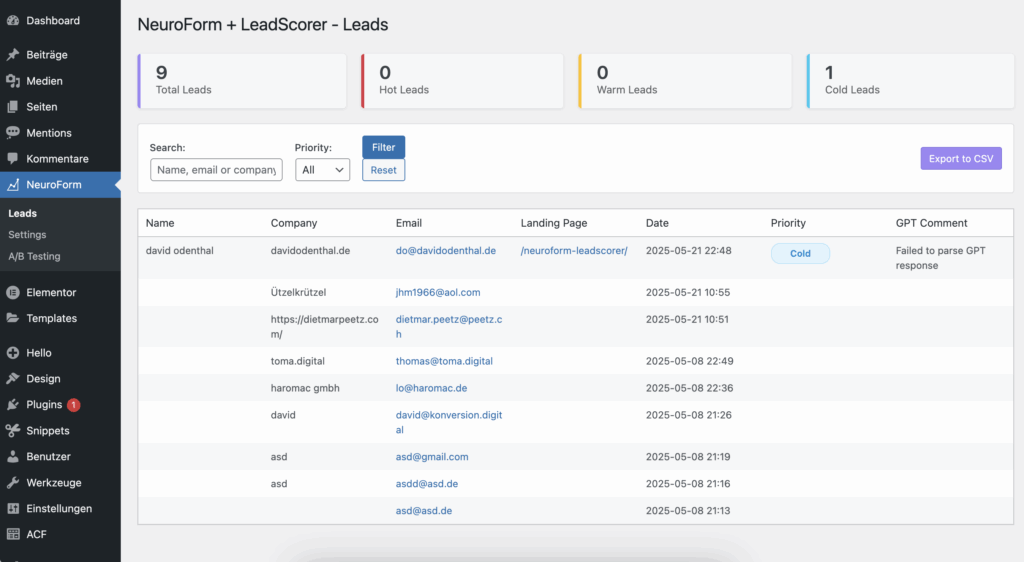 Neuroform Leadscorer Plugin